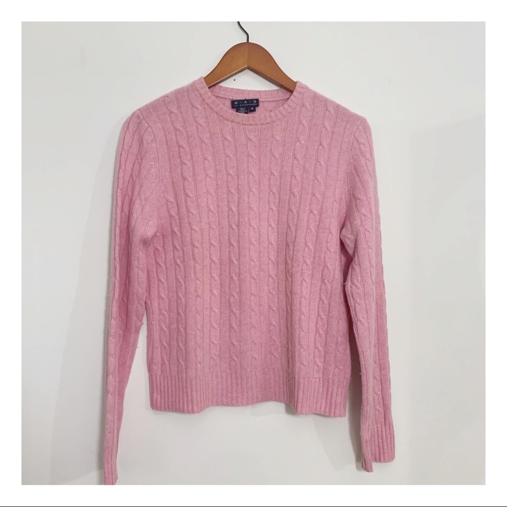 M.A.G by Magaschoni Cable Crewneck Light Pink sweater Size Medium